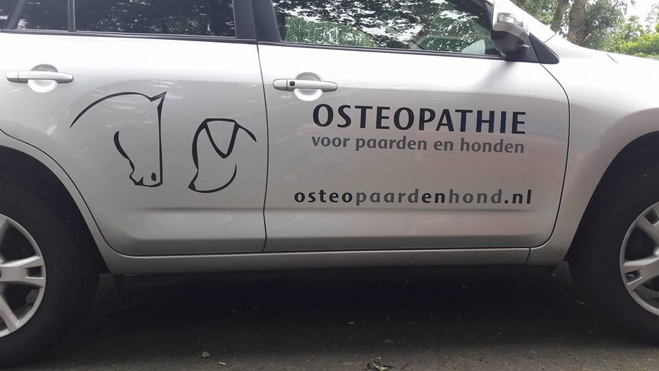 Auto decoratie voor Osteopathie voor paarden en honden.